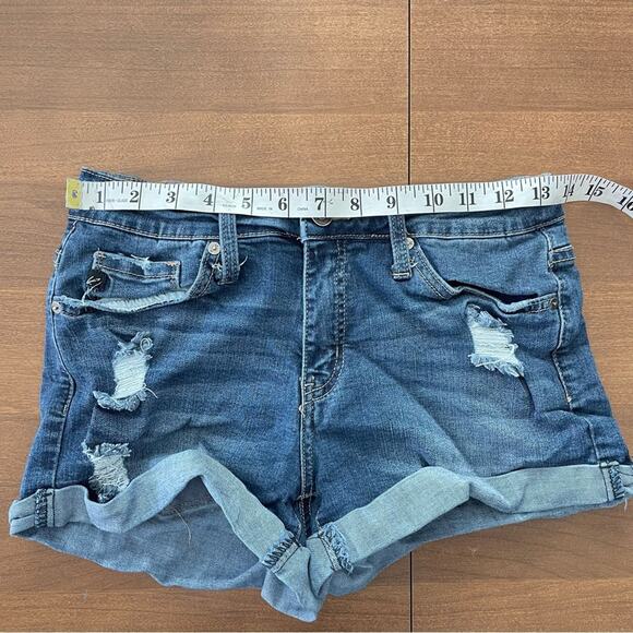 KanCan | Women's Mid Rise Distressed Jean Shorts with Folded Hem KC6111D Denim M - Picture 9 of 9